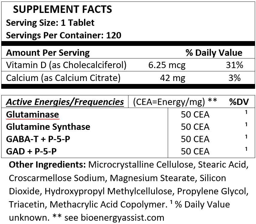 GABA Assist supplement facts