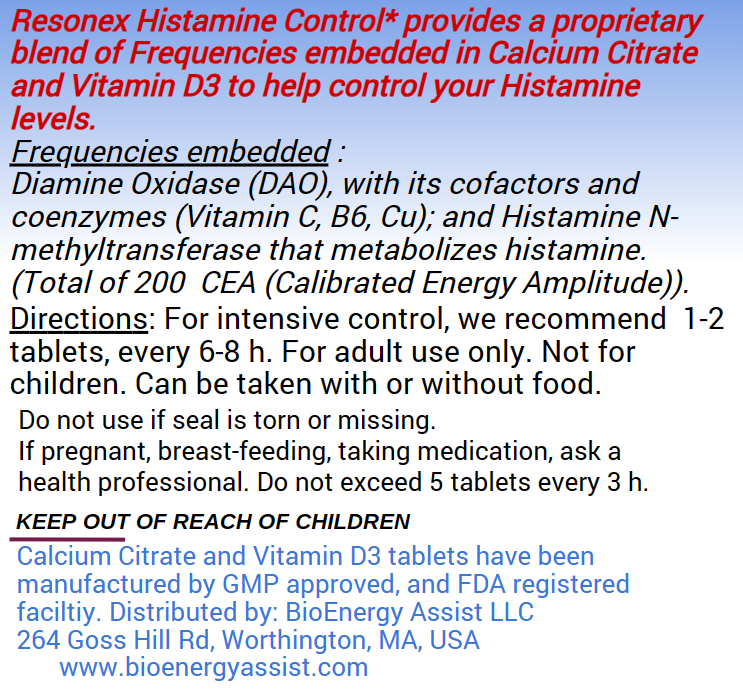 Resonex Histamine Control Directions