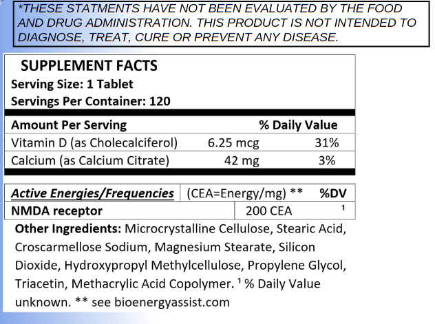 Resonex NMDA SUPPLEMENT FACTS